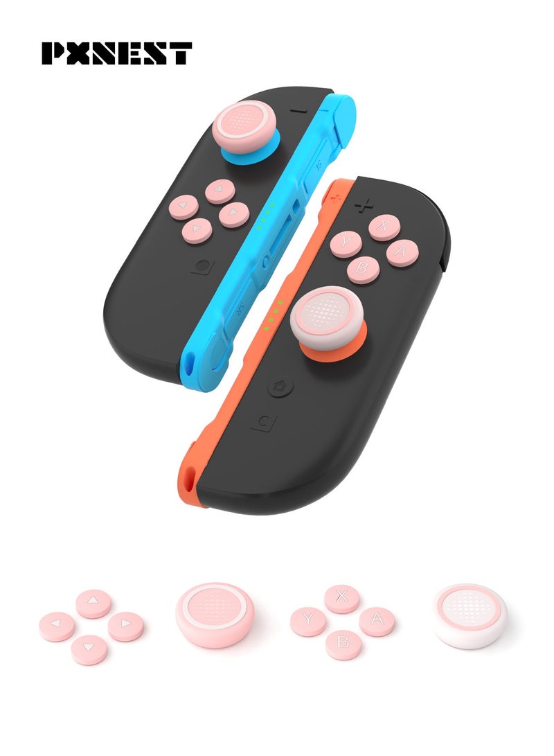 بيكسنست أغطية أزرار عصا التحكم لجهاز Nintendo Switch 2 من السيليكون، ملصقات أزرار ملونة من السيليكون (وردي) - Image 1