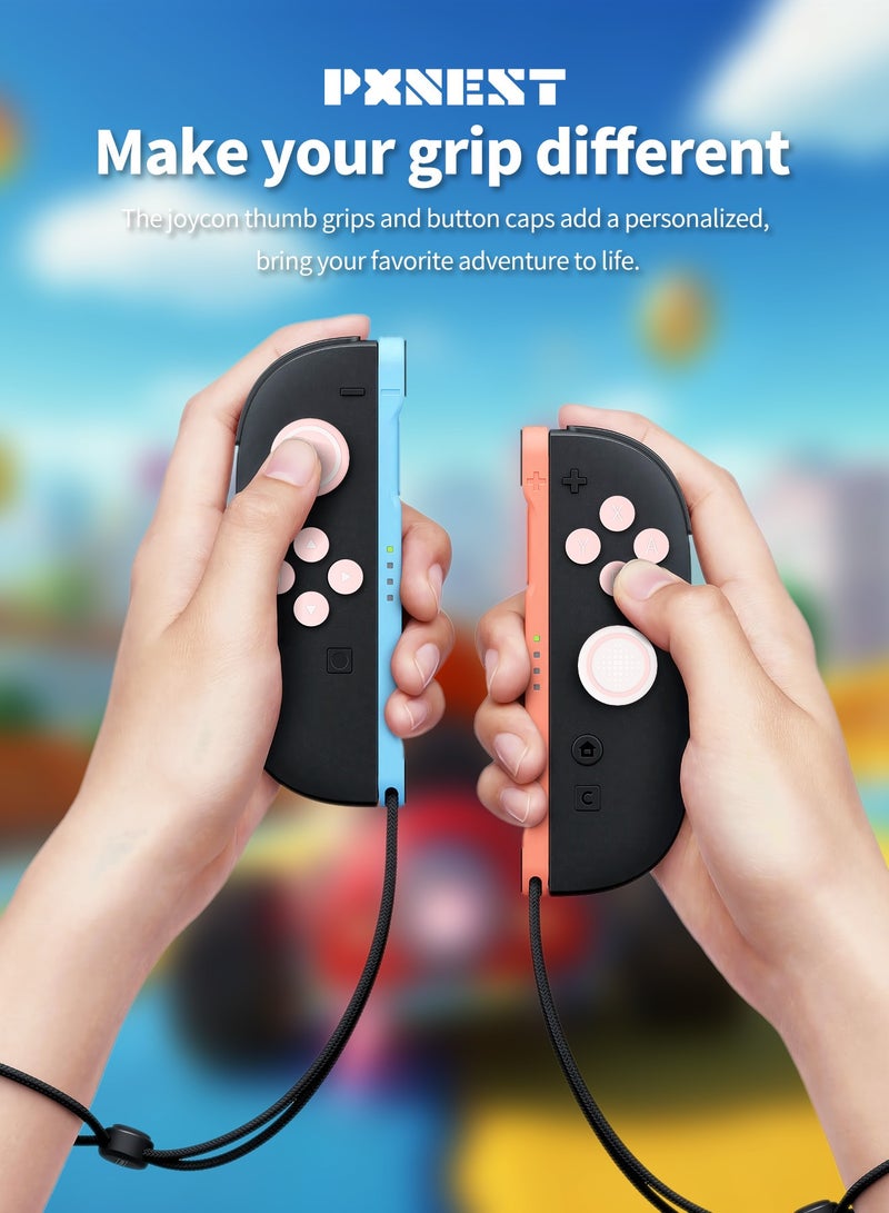 بيكسنست أغطية أزرار عصا التحكم لجهاز Nintendo Switch 2 من السيليكون، ملصقات أزرار ملونة من السيليكون (وردي) - Image 2