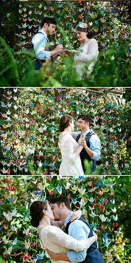 qihui 10Strings 15cm Big Size Premade Origami Paper Crane Garlands for Rustic Wedding Party Decorations Rainbow Origami Cranes Folded Bird Streamers for Kids Party Décor Peace Dove-Happiness Good Luck - Image 3