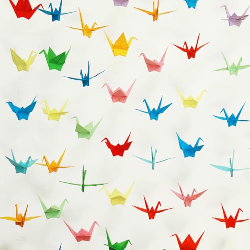 qihui 10Strings 15cm Big Size Premade Origami Paper Crane Garlands for Rustic Wedding Party Decorations Rainbow Origami Cranes Folded Bird Streamers for Kids Party Décor Peace Dove-Happiness Good Luck - Image 4