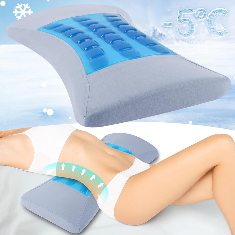 vamorry Cooling Lumbar Support Pillow for Bed Relief Lower Back Pain: Memory Foam Back Pillow for Sleeping - Gel Waist Wedge Pillow Side&Back and Stomach Sleepers - Lumbar Pillow for Office Chair/Couch/Car - Image 1