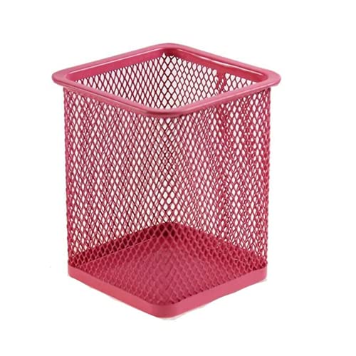 Leeonz Pen Holder Mesh Pencil Holder Metal Pencil Holder for Desk Office Pen Organizer Black (Pack of 3, Pink) - Image 1