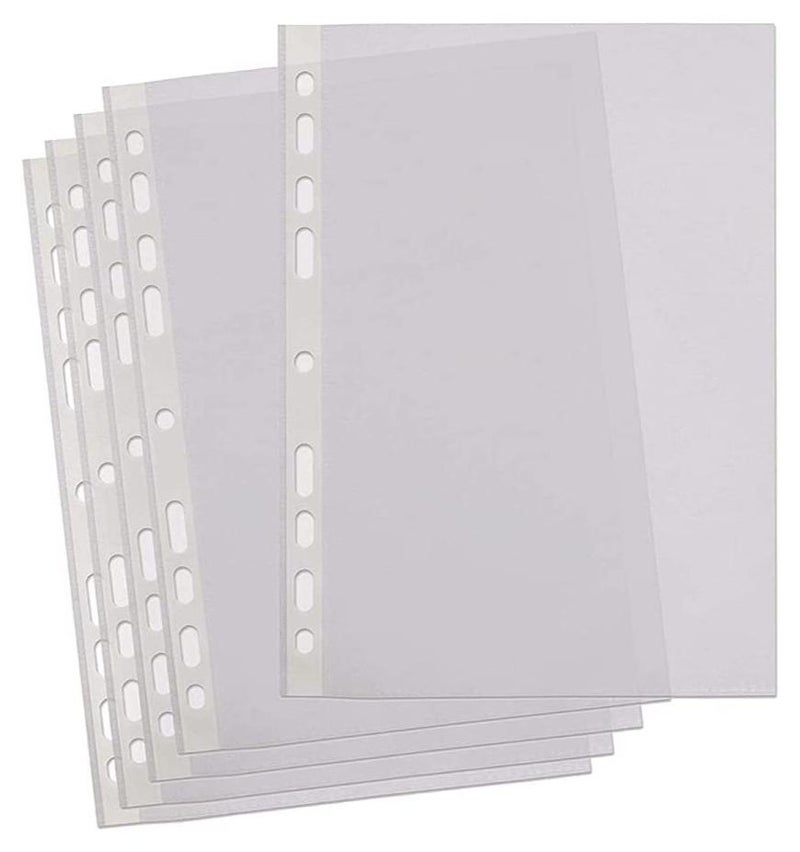 MARKQ ملف شفاف A4 100 قطعة من البلاستيك الشفاف بجيوب مثقوبة لحفظ الأوراق والمستندات (60 ميكروفون) - Image 1
