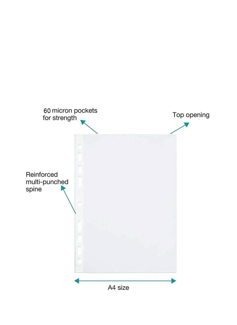 ملف شفاف A4 100 قطعة من البلاستيك الشفاف بجيوب مثقوبة لحفظ الأوراق والمستندات (60 ميكروفون) - pzsku/ZD6CE59FC8701C1CFFF88Z/45/_/1666596672/799756fa-c676-48b6-9f88-6e696d0aa223