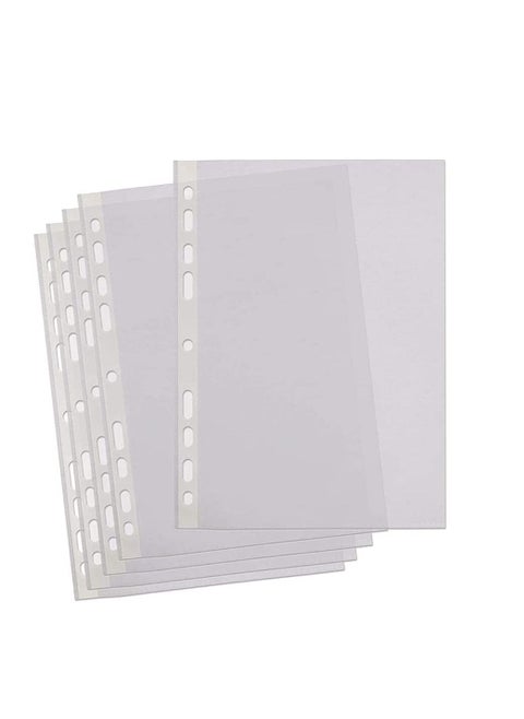 A4 Transparent file 100 Pcs Clear Plastic Folder Punched Pockets for Filing Paper & Documents (60 mic)