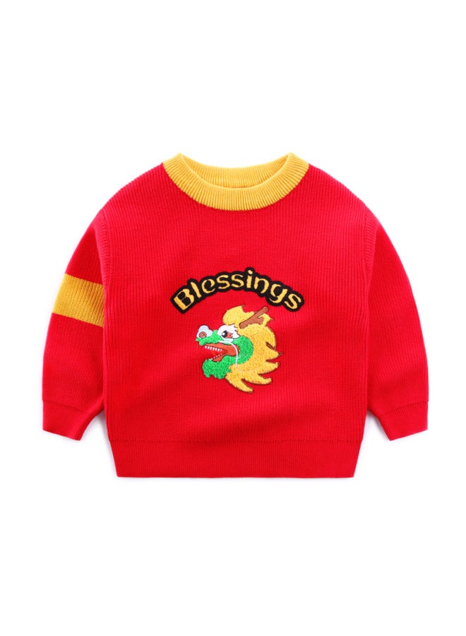 Years New Year Style Sweater Family Set Chinese New Year Outfit Premium Red Sweater Kids Knitwear Parent-child Matching Outfit Children