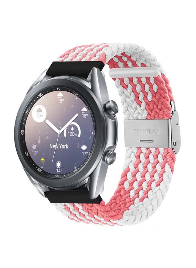 Perfii Adjustable Braided Solo Loop Band For Samsung Galaxy Watch 3 Pink/White - Image 2