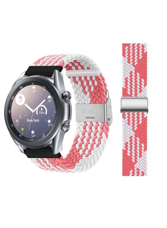 Perfii Adjustable Braided Solo Loop Band For Samsung Galaxy Watch 3 Pink/White - Image 1