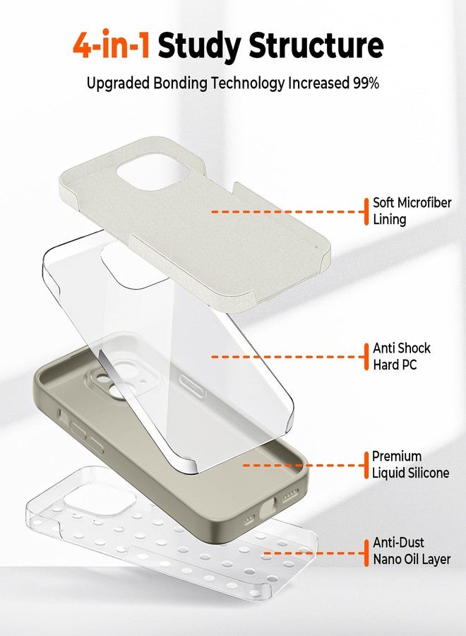استلق جراب SUPFINE مصمم خصيصًا لهاتف iPhone 13، مصنوع من السيليكون السائل الفاخر مع بطانة ناعمة من الألياف الدقيقة المقاومة للخدش، يوفر حماية محسّنة للكاميرا، جراب هاتف نحيف مقاوم للصدمات للرجال والنساء والفتيات، لون طيني - Image 3