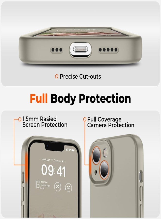 استلق جراب SUPFINE مصمم خصيصًا لهاتف iPhone 13، مصنوع من السيليكون السائل الفاخر مع بطانة ناعمة من الألياف الدقيقة المقاومة للخدش، يوفر حماية محسّنة للكاميرا، جراب هاتف نحيف مقاوم للصدمات للرجال والنساء والفتيات، لون طيني - Image 4
