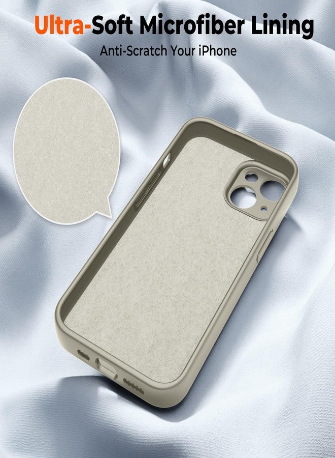 استلق جراب SUPFINE مصمم خصيصًا لهاتف iPhone 13، مصنوع من السيليكون السائل الفاخر مع بطانة ناعمة من الألياف الدقيقة المقاومة للخدش، يوفر حماية محسّنة للكاميرا، جراب هاتف نحيف مقاوم للصدمات للرجال والنساء والفتيات، لون طيني - Image 5