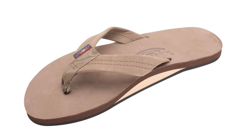 Rainbow Sandals Men's Premier Leather Single Layer Dark Brown Size Large (9.5-10.5) - Image 1