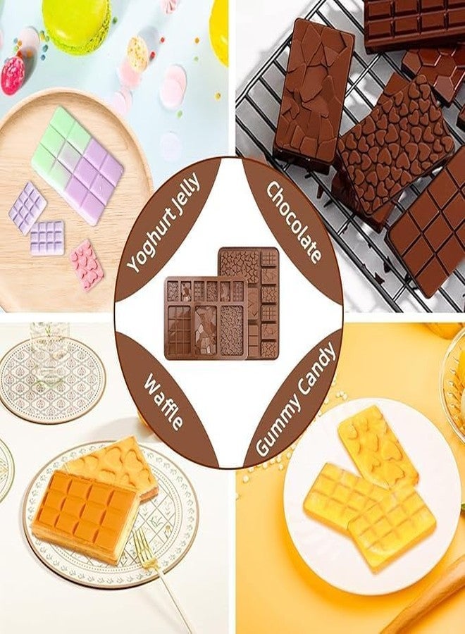 Skytail 9 Different Cells Break Apart Silicone Geometric Design Chocolate Mould Waffle Heart Rectangle Bar Shape Candy Mold for Cake Decoration Brownie Protein Energy Choco Bar Ice Cube Tray - Image 5