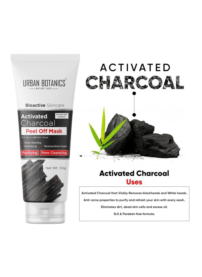 UrbanBotanics Activated Charcoal Peel Of Mask For Men & Women with Vitamin E for Deep Pore Cleansing Removing Blackheads and Whiteheads & Fresh  - Image 3