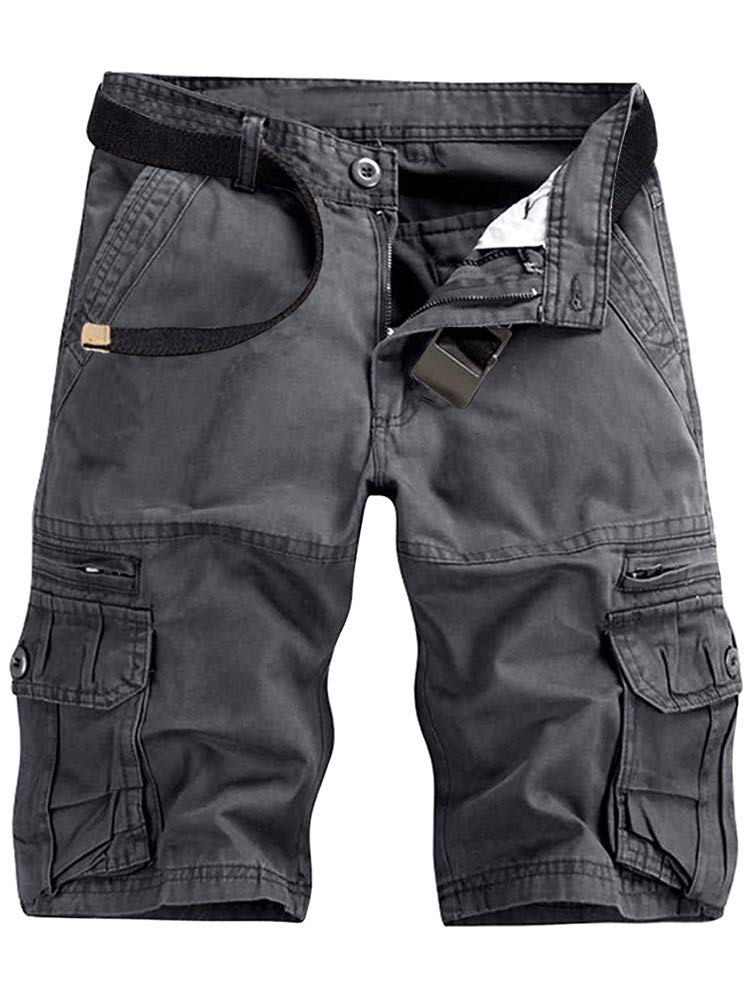 AKARMY Men's Lightweight Multi Pocket Cotton Casual Cargo Shorts,Outdoor Twill Camo Shorts with Zipper Pockets(No Belt) 038 Gray - Image 1