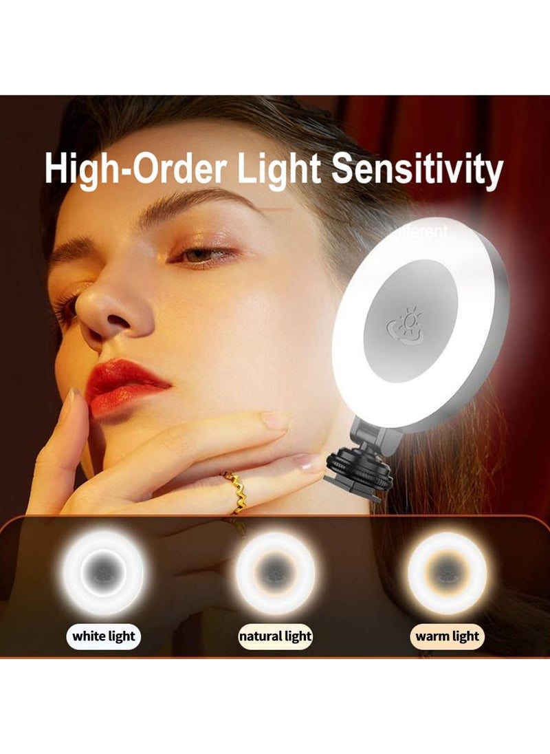 SYOSI - Clip on Ring Light, LED Rechargeable Selfie Fill Light, Portable Selfie Ring Light with 3 Adjustable Light Modes, for Phone, iPad, Camera, Laptop, 360° Rotation Phone Light for Selfie, Make - Image 1