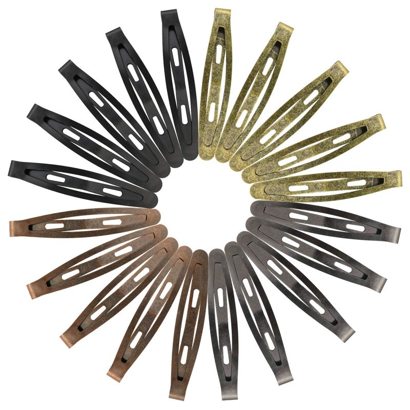 Funtopia Oval Metal Contour Hair Clips, 40 Pcs 2.4" Snap Barrettes, Long Hair Clips for Women, Girls & Men (Classic Color) - Image 1