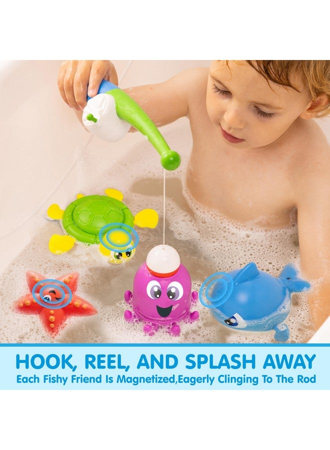JOYIN Bath Fishing Toy Set for Toddlers - Magnetic Toy with Fishing Rod, Spinning Octopus and Starfish, Wind-up Shark and Turtle - Sensory Development for Infants - Image 2