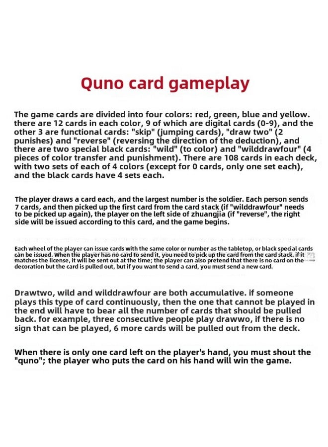 Genuine Uno Card Card Deno Uno Card Table Game Adult Party Casual Game-Color:Diamond Version Of Card  - Image 5