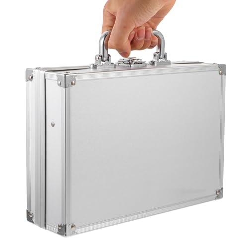 minkissy Aluminum Briefcase Tool Storage Box Lightweight Portable Multi-functional Aluminum Alloy Toolbox with Lock for Travel Work and Cosmetic Organization - Image 5