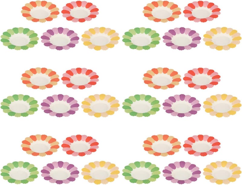 Floral Paper Party Plates 50pcs Disposable Food Serving Plates Birthday Dessert Tableware for Holiday and School Season Celebrations Random Color - Image 1