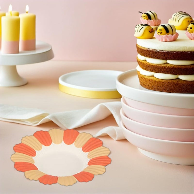 Floral Paper Party Plates 50pcs Disposable Food Serving Plates Birthday Dessert Tableware for Holiday and School Season Celebrations Random Color - Image 5