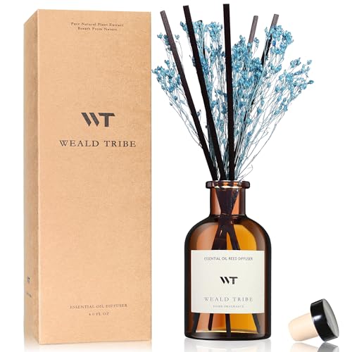WEALD TRIBE Flower Reed Diffuser Set Cashmere Vanilla Scent for Bathroom Air Fresheners | 4.0 fl oz Essential Oils with Sticks Home Fragrance Defusers | House Bedroom Office Shelf Decor & Gift - Image 1