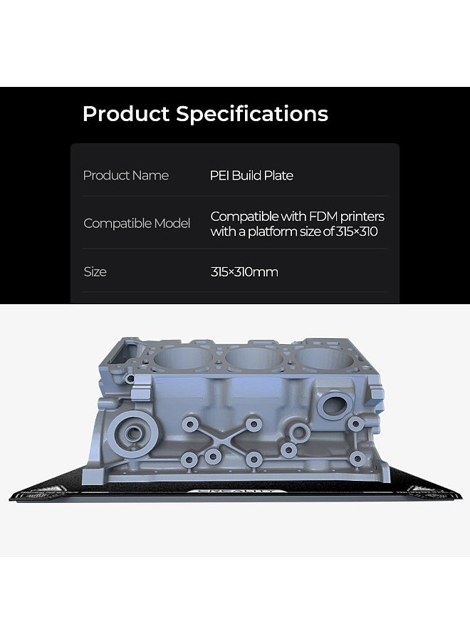 Creality K1 Max PEI Build Plate 315x310mm-Without Soft Magnetic Mat Easy Model Removal Suitale for K1 Max 3D Printer   and Compatible with FDM 3D Printers with A Platform Size of 315x310mm