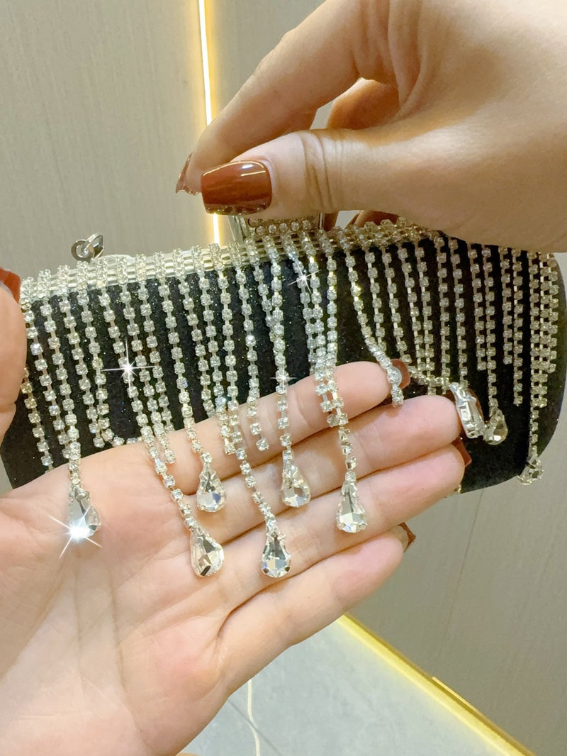 New Tassel Evening Bag Evening Dress Banquet Clutch Bag Diamond-Encrusted Bag Socialite Crossbody Portable Evening Bag - Image 4