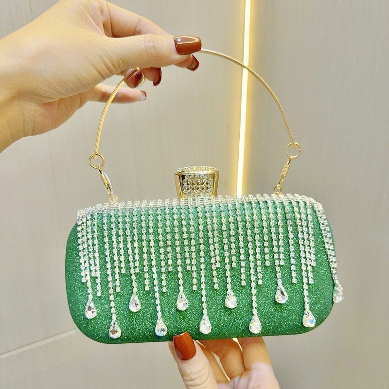 New Tassel Evening Bag Evening Dress Banquet Clutch Bag Diamond-Encrusted Bag Socialite Crossbody Portable Evening Bag - Image 1