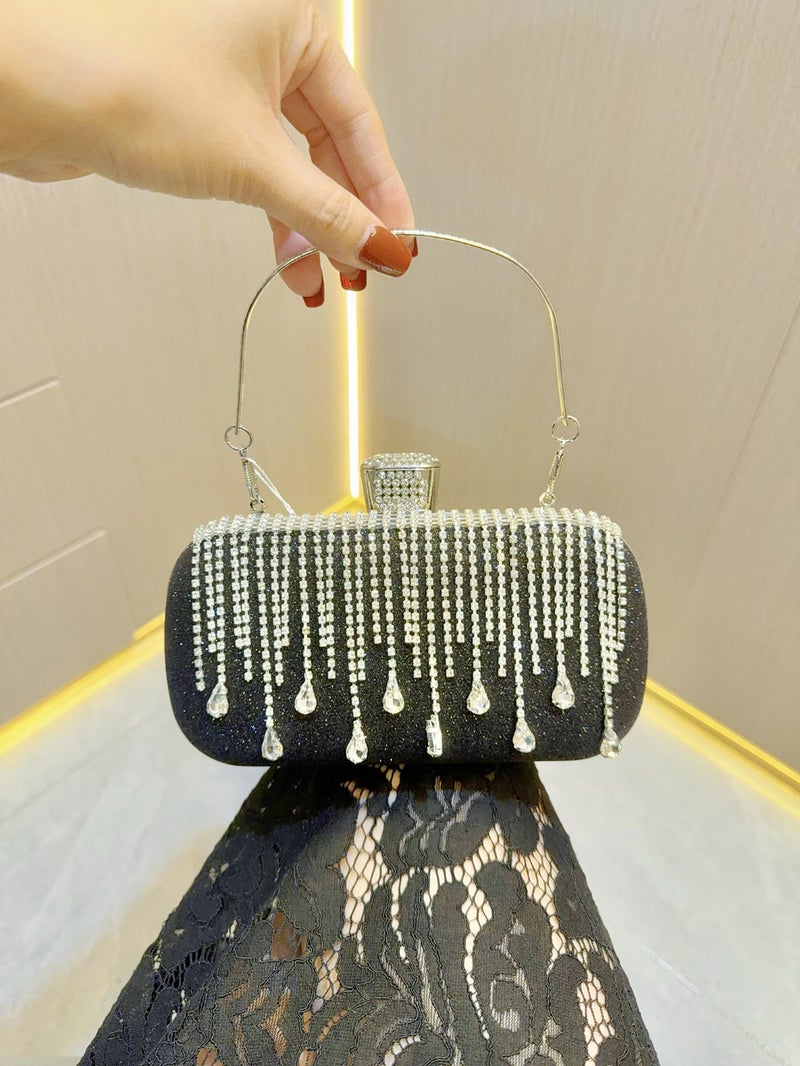 New Tassel Evening Bag Evening Dress Banquet Clutch Bag Diamond-Encrusted Bag Socialite Crossbody Portable Evening Bag - Image 2