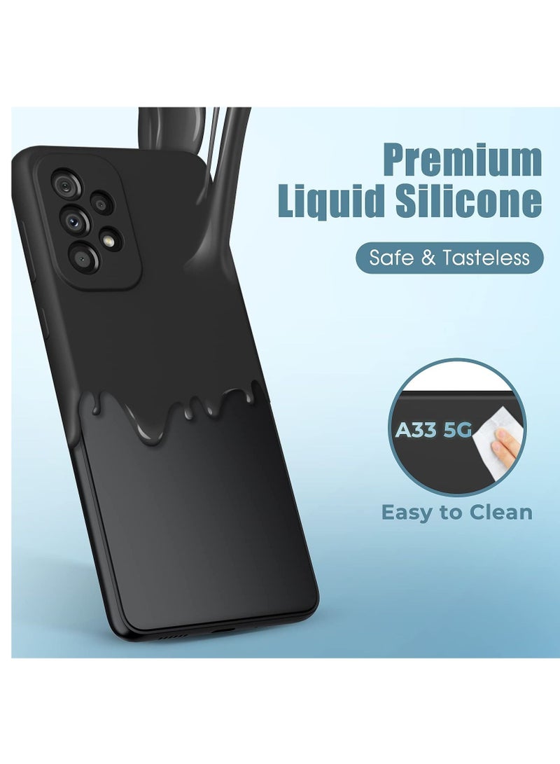 BORTONY Galaxy A33 5G Case with Screen Protector & Liquid Silicone Ultra Military Bumper Full-Body Durable Protection Cell Phone Cover for Samsung A33 5G 6.4 inch (Black) - Image 3