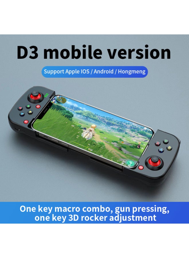 بيوينتي مقبض لعبة الهاتف المحمول اللاسلكي D3 بلوتوث 5.0 Android Ios Direct Connect MFI بلوتوث مقبض لعبة قابل للتمدد أكل الدجاج لون المنتج: أسود - Image 1