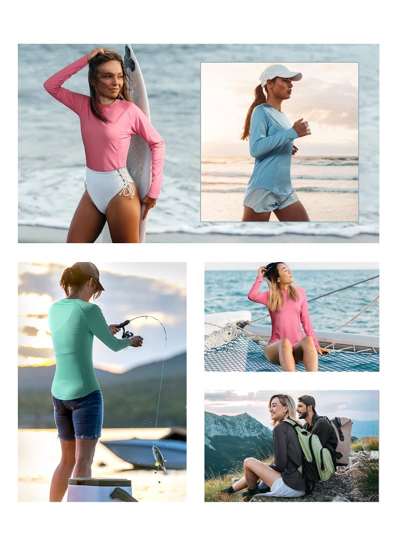 Roadbox Roadbox Womens Long Sleeve UV Sun Protection Shirts UPF 50+ for Workout Swim  - Image 5