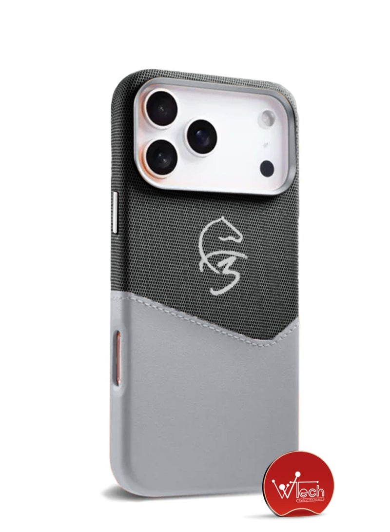 Wtech Apple iPhone 17 Pro Max 5G 2025 Luxury Magsafe Double Layered Leather Insert Card Magnetic Phone Case Cover (MCMPMN) - Grey/Black - Image 5