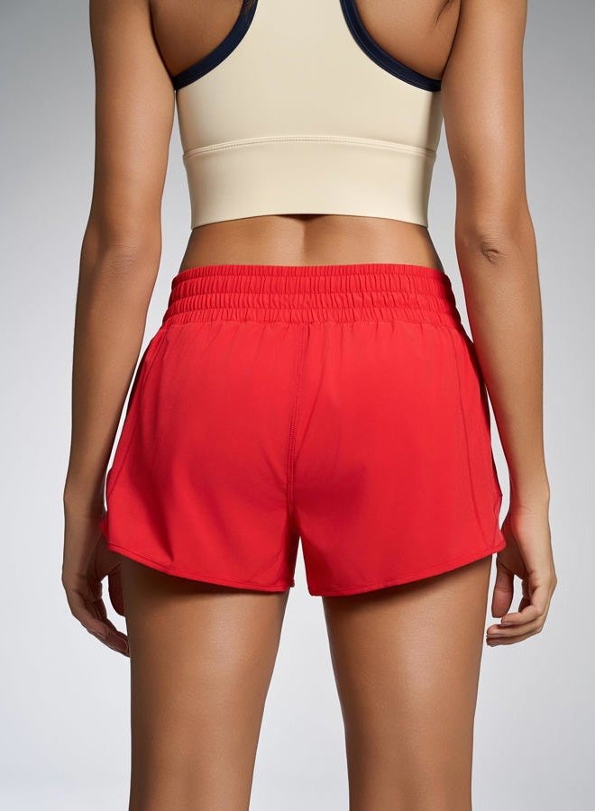 MCEDAR Women's Athletic Shorts for Gym Workout Shorts 2.5" Quick-Dry Lightweight Running Short with High Waisted Zip Pockets, Red, M - Image 4