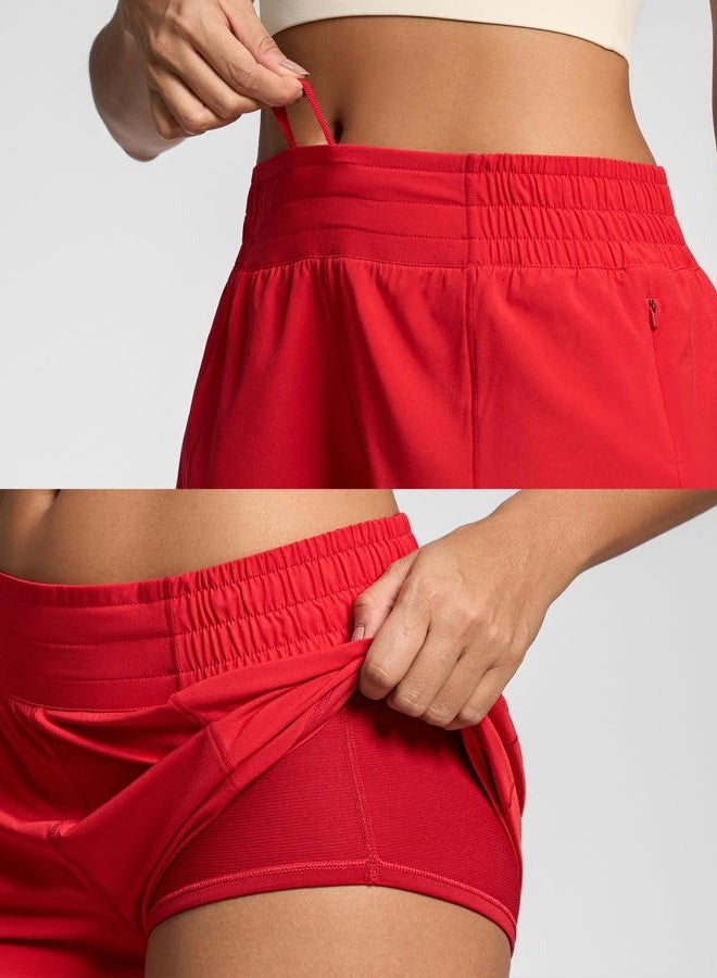 MCEDAR Women's Athletic Shorts for Gym Workout Shorts 2.5" Quick-Dry Lightweight Running Short with High Waisted Zip Pockets, Red, M - Image 5