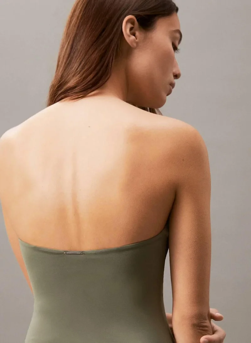 Calvin Klein Dusty Olive Bandeau Swimsuit - CK Essentials for Women | Best Price UAE