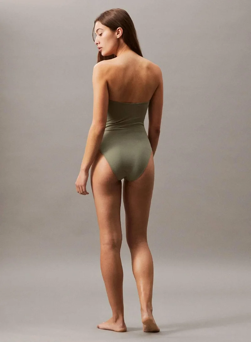 Calvin Klein Dusty Olive Bandeau Swimsuit - CK Essentials for Women | Best Price UAE
