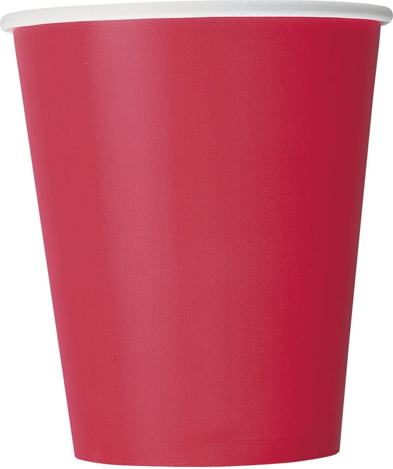 Unique Premium Ruby Red Paper Cups Set - 9 oz (Pack of 8) - Elegant & Eco-Friendly Party Drinkware - Perfect for Birthdays, Showers, & Special Celebrations