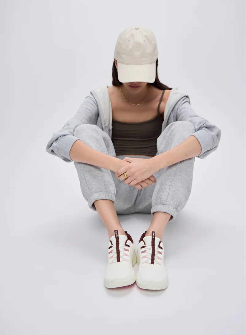 Keds Snow White/Fiery Coral Keds Women's BlissWalk Slip On Athletic Sneaker White for Women | Best Price UAE