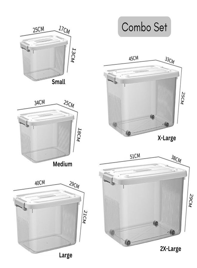 KREPS® Plastic Storage With Latching Lids Stackable Storage Containers For Organizing, Large Storage Box For Bedroom, Classroom, Kitchen, Garage, Office. (TRANSPARENT, COMBO) - Image 2
