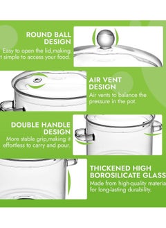 CityRiya-Long Glass Cooking Pot 1.5L Glass Pot for Cooking On Stove Heat-Resistant Glass Saucepan Clear Glass Cookware Simmer Pot Glass Stovetop Pot with Lid Safe for Soup, Milk, Tea, Fruits  - Image 4