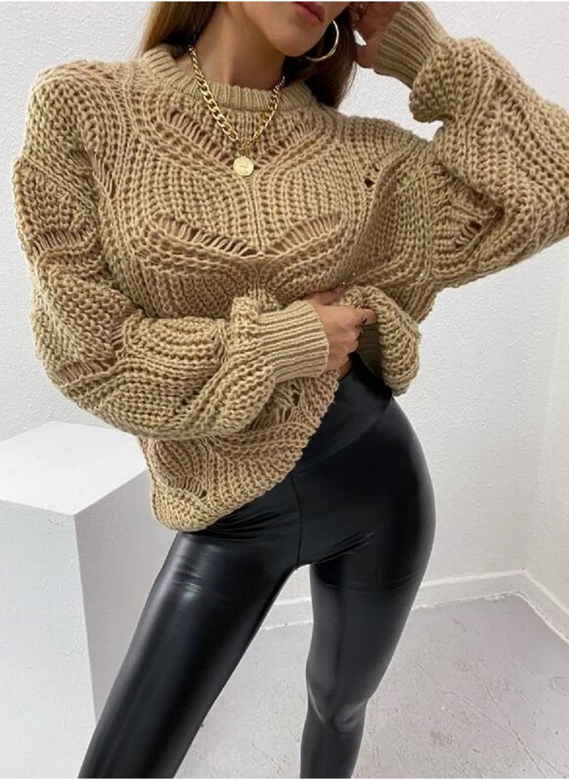 Shein - Pointelle Knit Drop Shoulder Sweater - Image 1