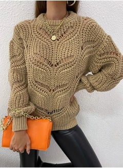 Pointelle Knit Drop Shoulder Sweater