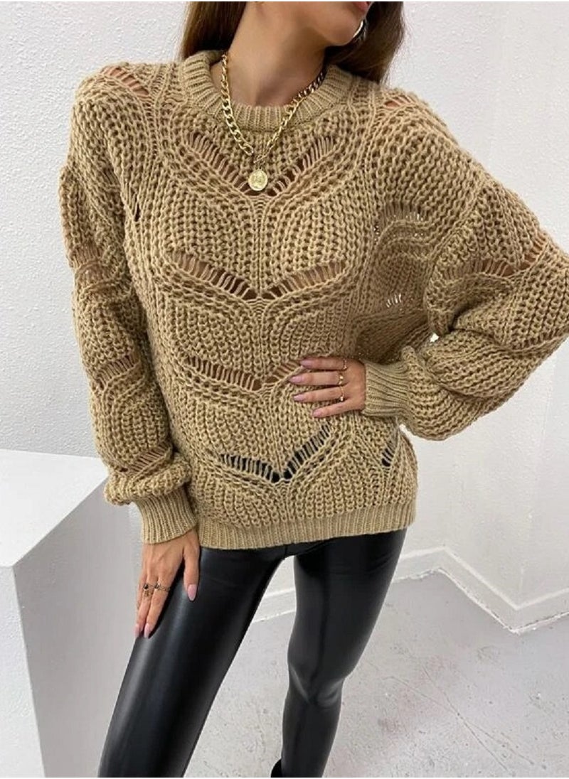 Shein - Pointelle Knit Drop Shoulder Sweater - Image 1