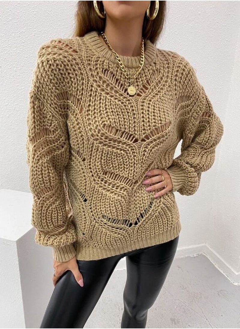 Shein - Pointelle Knit Drop Shoulder Sweater - Image 1