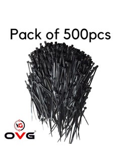 OVG OVG Nylon Self Locking Cable Ties Black 100 mm 25 mm 4 Inch Pack of 500 Pcs Heavy Duty Strong Zip Ties Teeth Grip Fastener Organizer Tie  - Image 3