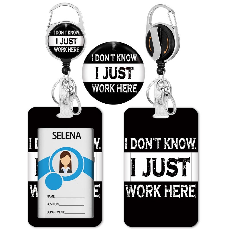 lebrocoli Funny Fun Badge Holder with Retractable Reel, Black and White Id Badge Holder Heavy Duty Retractable Clip, Work Office Card Name Tag Id Holder Badge Cover for Nurse Teacher Women Student Gifts - Image 1