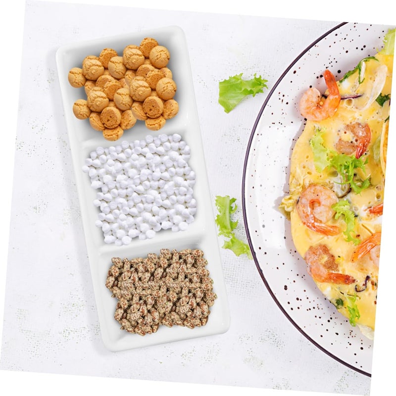 Cabilock 2pcs Ceramic Divided Serving Tray Soy Sauce Bowls Appetizer  Side Dish Tray - Image 3